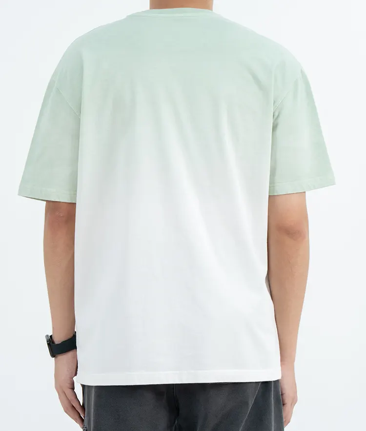 Relaxed Mint-to-White Ombre T-Shirt with Dropped Shoulders