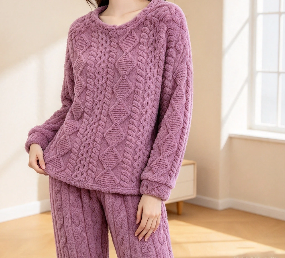 Plaid Patterned Plush Pajamas
