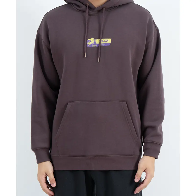 Pulôver com capuz e bolso canguru e estampa traseira de caminhão multicolor