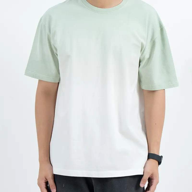 Camiseta Ombre descontraída de menta a branca com ombros caídos